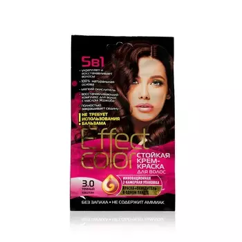 Стойкая крем - краска для волос Effect Color 5 в 1 , 3.0 , Темный каштан , 50мл
