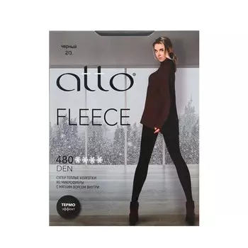 Супер теплые колготки из микрофибры с мягким ворсом внутри Atto Fleece 480den Черный 2/3 размер