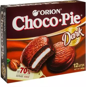 Пирожное Orion Choco Pie Dark в глазури 12шт*30г