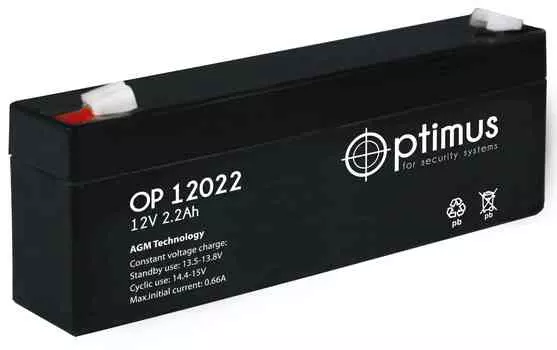 Аккумуляторная батарея Optimus OP12022, 12V, 2.2Ah, для ОПС