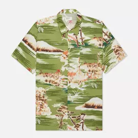 Мужская рубашка Universal Works Road Fuji Summer Print, цвет зелёный, размер M