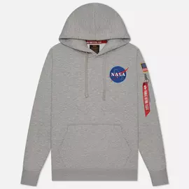 Мужская толстовка Alpha Industries NASA Space Shuttle Hoody, цвет серый, размер XXS