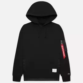 Мужская толстовка Alpha Industries Nylon Utility Hoodie, цвет чёрный, размер M