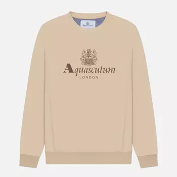 Мужская толстовка Aquascutum Active Big Logo Crew Neck, цвет бежевый, размер XXL