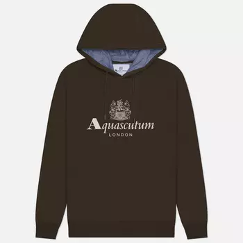 Мужская толстовка Aquascutum Active Big Logo Hoodie, цвет коричневый, размер XXL