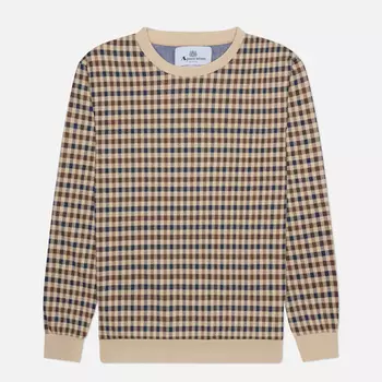 Мужская толстовка Aquascutum Active Club Check Crew Neck, цвет бежевый, размер XXXL