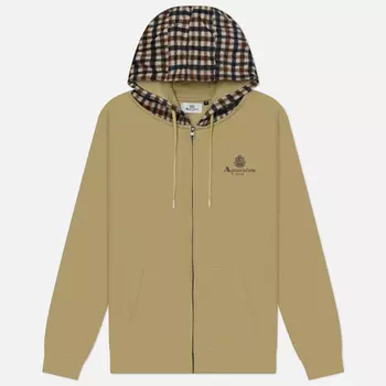 Мужская толстовка Aquascutum Active Club Check Full Zip Merino Hoodie, цвет бежевый, размер S