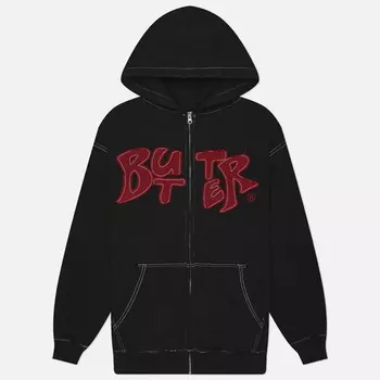 Мужская толстовка Butter Goods Fabric Applique Zip-Thru Hoodie, цвет чёрный, размер XXL