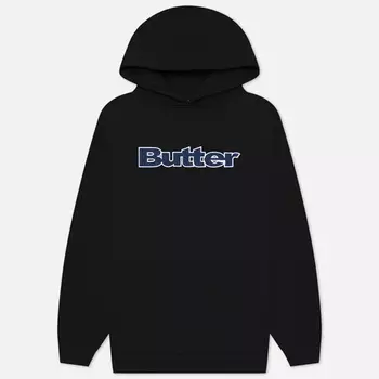 Мужская толстовка Butter Goods Logo Denim Applique Pullover Hoodie, цвет чёрный, размер XL