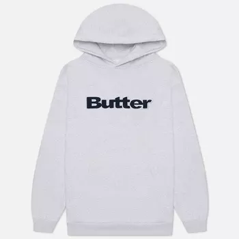 Мужская толстовка Butter Goods Logo Denim Applique Pullover Hoodie, цвет серый, размер S