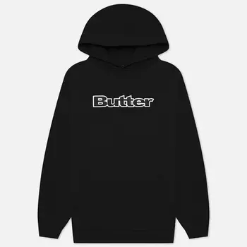 Мужская толстовка Butter Goods Satin Logo Applique Pullover Hoodie, цвет чёрный, размер S