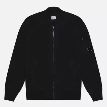 Мужская толстовка C.P. Company Cotton Diagonal Fleece Full Zip, цвет чёрный, размер S