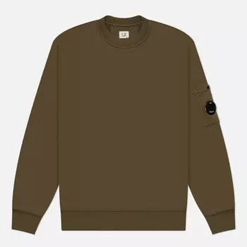 Мужская толстовка C.P. Company Cotton Diagonal Fleece Crew Neck, цвет оливковый, размер S