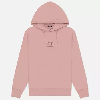 Мужская толстовка C.P. Company Cotton Diagonal Fleece Hoodie Logo, цвет розовый, размер M