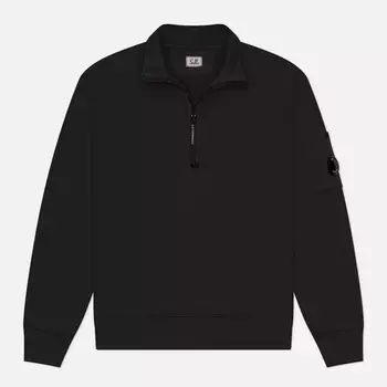 Мужская толстовка C.P. Company Cotton Diagonal Fleece Half Zip, цвет чёрный, размер S