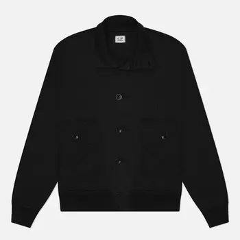 Мужская толстовка C.P. Company Cotton Diagonal Fleece Full Button, цвет чёрный, размер XL