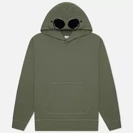 Мужская толстовка C.P. Company Diagonal Fleece Hooded Goggle, цвет зелёный, размер XL