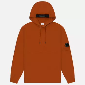 Мужская толстовка C.P. Company Diagonal Raised Fleece Lens Adjustable Hoodie, цвет оранжевый, размер S