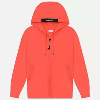 Мужская толстовка C.P. Company Diagonal Raised Fleece Full Zip Hoodie, цвет оранжевый, размер L