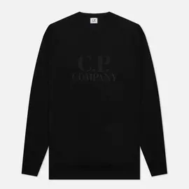 Мужская толстовка C.P. Company Diagonal Raised Fleece Logo Crew Neck, цвет чёрный, размер S