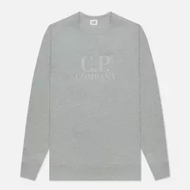 Мужская толстовка C.P. Company Diagonal Raised Fleece Logo Crew Neck, цвет серый, размер S