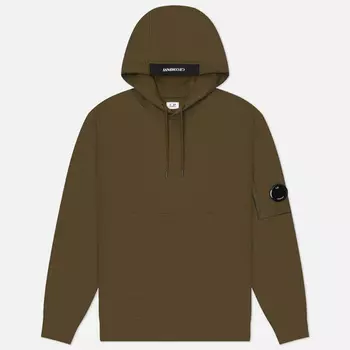 Мужская толстовка C.P. Company Embroidered Logo Diagonal Raised Fleece Hoodie, цвет оливковый, размер XXL