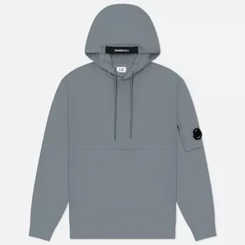 Мужская толстовка C.P. Company Embroidered Logo Diagonal Raised Fleece Hoodie, цвет голубой, размер S