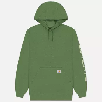 Мужская толстовка Carhartt Loose Fit Midweight Logo Sleeve Graphic Hoodie, цвет зелёный, размер S