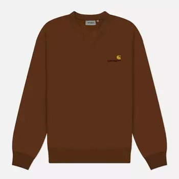 Мужская толстовка Carhartt WIP American Script, цвет коричневый, размер XXL