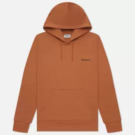 Мужская толстовка Carhartt WIP Script Embroidery 13 Oz Hooded, цвет коричневый, размер M