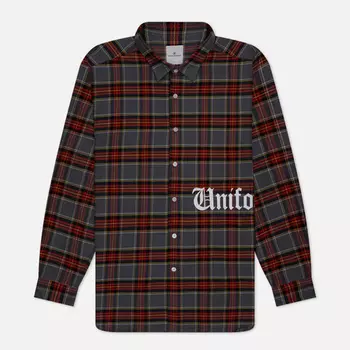 Мужская рубашка uniform experiment Flannel Check Gothic Logo Baggy, цвет серый, размер L