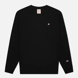Мужская толстовка Champion Reverse Weave Logo Chest &amp; Sleeve Crew Neck, цвет чёрный, размер L