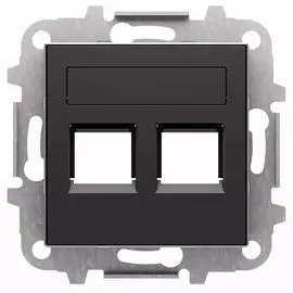 Лицевая панель ABB Sky розетки 2хRJ12/RJ45 со шторками полем для надписи чёрный бархат 2CLA851820A1501