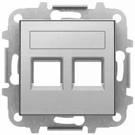 Лицевая панель ABB Sky розетки 2хRJ12/RJ45 со шторками полем для надписи нержавеющая сталь 2CLA851820A1401