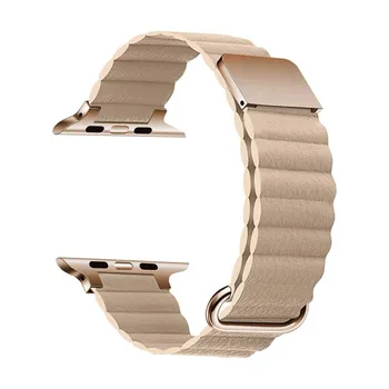 Магнитный кожаный металлический ремешок для Apple IWatch 7 6 SE 5 4 3 2, браслет, ремешок для часов для серии IWatch 49 мм, 41 мм, 45 мм, 40 мм, 44 мм, 38 мм, 42 мм, браслет 38mm 40mm 41mm коричневый