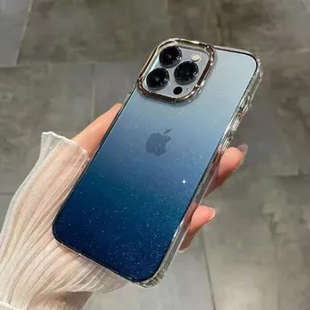 Акриловый блестящий прозрачный чехол для телефона с градиентом для Iphone 14 Pro Max 13 12 11 Pro Max Xr X Xs Plus, прозрачный блестящий противоударный чехол For iPhone 11
