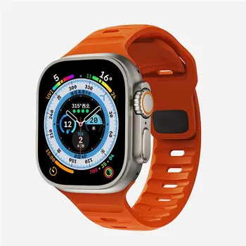 Спортивный ремешок для Apple Watch Ultra 8 7 Series 49MM 45MM Мягкий силиконовый резиновый ремешок для часов для iWatch 6 5 4 3 2 1 42MM 44MM Браслет 38mm or 40mm or 41mm