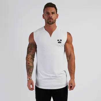 Muscleguys Мужская модная хлопковая майка, спортивная повседневная футболка без рукавов, дышащие топы для тренировок и фитнеса M чёрный