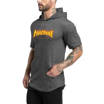 Muscleguys Толстовки для бодибилдинга Тренажерные залы с капюшоном Футболка с короткими рукавами Мужская одежда для фитнеса Рубашки с мышцами Хлопковый пуловер Толстовка M белый