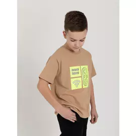 Футболка с интерактивным принтом для мальчиков (бежевый, 146/ 11-12 YEARS)