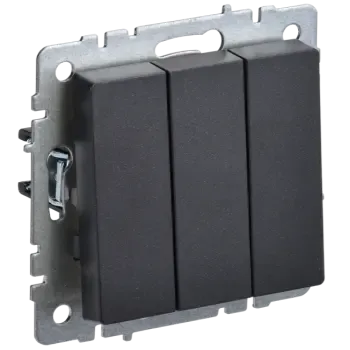 Выключатель IEK Brite ВС10-3-0-БрЧ, 3кл., скрытый монтаж, механизм с накладкой без рамки, черный (BR-V30-0-10-K02)