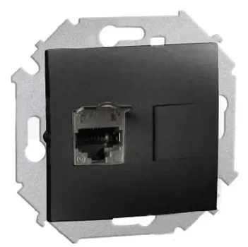 Розетка Simon 1591563-038 Simon 15 Графит компьютерная RJ45 кат.6A (АМР, FTP)