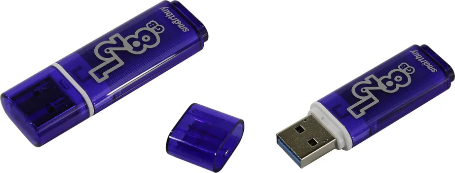 Флешка 128Gb USB 3.0 SmartBuy Glossy, темно-синий (SB128GBGS-DB)