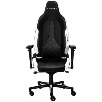 Кресло KARNOX COMMANDER KX800807-CR бело-черное, экокожа, поясничная поддержка, нейлоновая крестовина, до 180кг, механизм качания