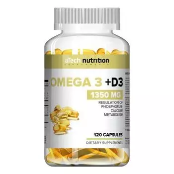 A Tech Nutrition - Комплекс "Омега 3 + витамин D3" 1350 мг 120 мягких капсул