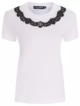 Футболка хлопковая с кружевом DOLCE & GABBANA