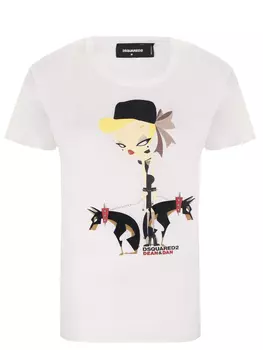 Футболка хлопковая с принтом DSQUARED2