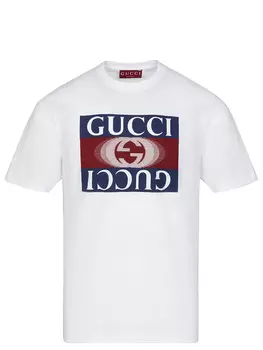 Футболка хлопковая с принтом GUCCI