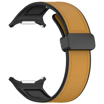 Кожаный силиконовый ремешок для Samsung Watch 7 Ultra Band с магнитной застежкой, спортивный мягкий ремешок для часов Galaxy Watch 7 47 мм For Galaxy Watch 7 Ultra чёрный