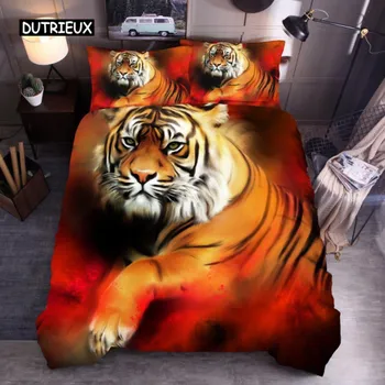 Комплект постельного белья с изображением животных King Size с изображением индийского волка и ловца снов Комплект постельного белья с изображением животных для детей-подростков из полиэстера и экзотического богемного стеганого одеяла EU single(135x200cm)